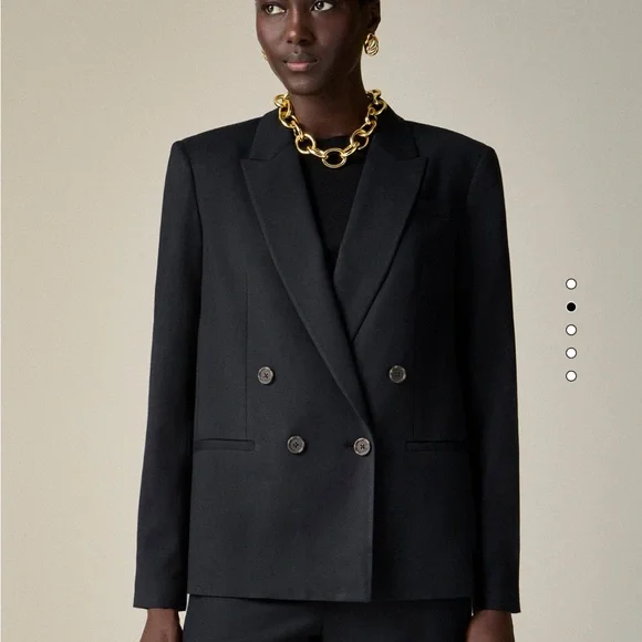 NWT J.Crew Navy Blue Relaxed Double-breasted Twill Blazer 00